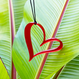 Red hand drawn heart acrylic necklace