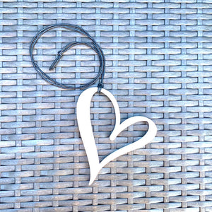 Hand drawn heart necklace white